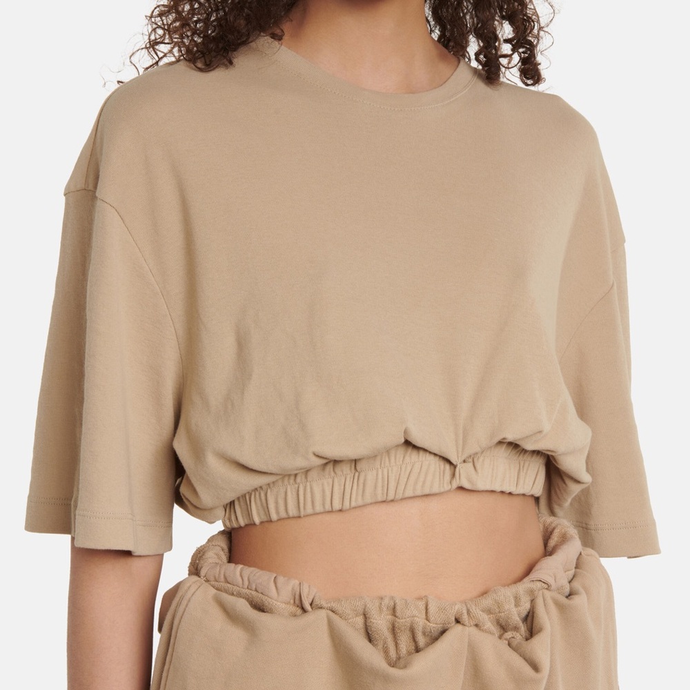 Dion Lee Beige cropped rolled hem Cotton Tee shirt